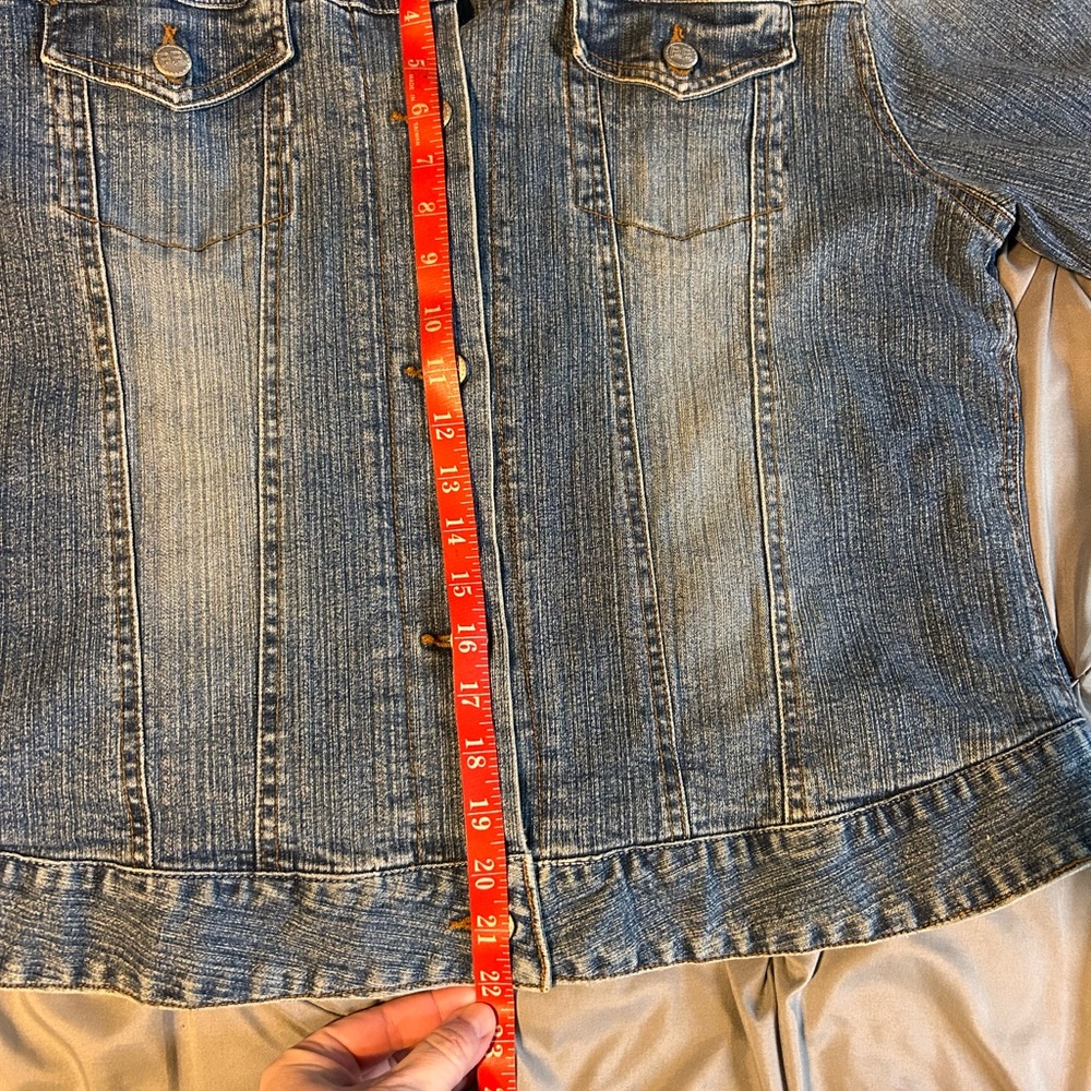 Bit & Bridle for Her XXL Blue Denim Jean Jacket Button Front Long Sleeve Fitted - Picture 5 of 9